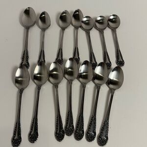14 Pcs Mix Spoons Teaspoons Interpur Florenz Flatware Set Stainless Korea Floral
